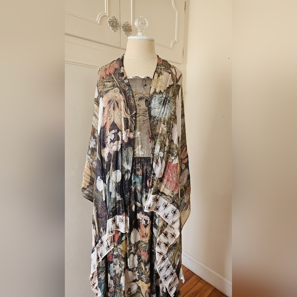Market of Stars I Dream in Flowers Bohéme Slip Dress and Scarf Size S/M - Picture 10 of 16